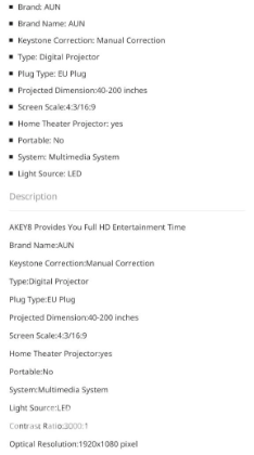 Aun Akey 8 full hd 1080p - 6000 lumen projector